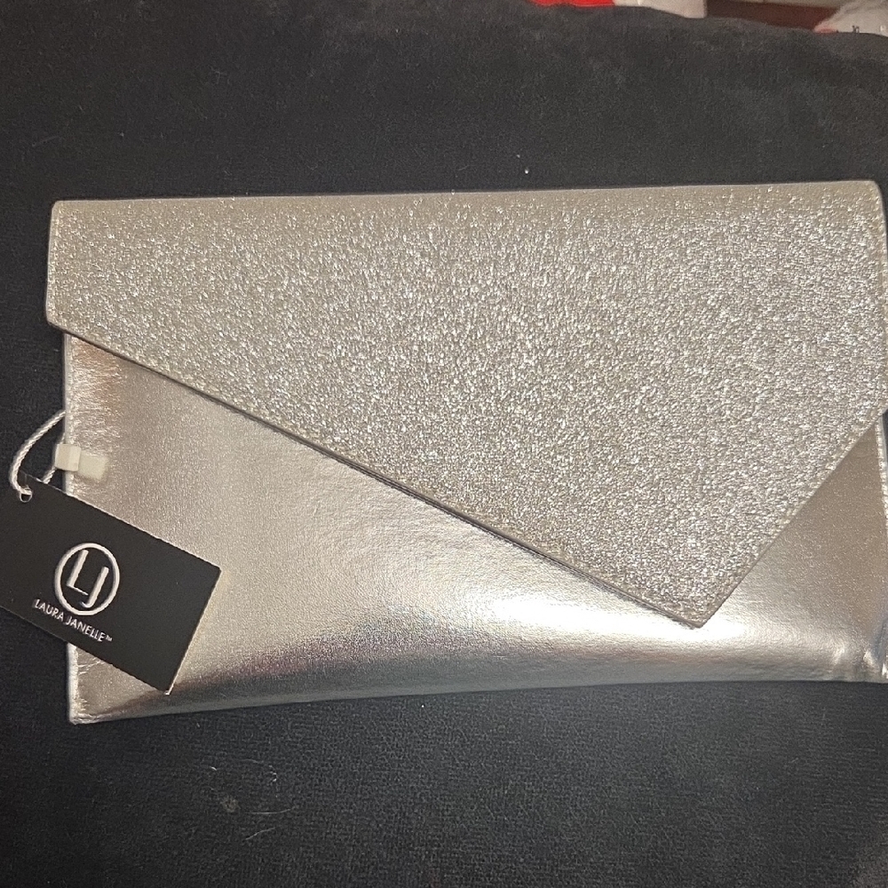 Laura Ashley Silver Envelope Clutch
